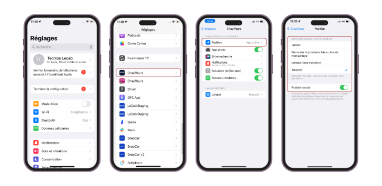 Autorisations de l’application ios - déjà installée