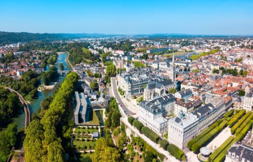 Pau,Aerial,Panoramic,View.,Pau,Is,A,City,,Commune,And