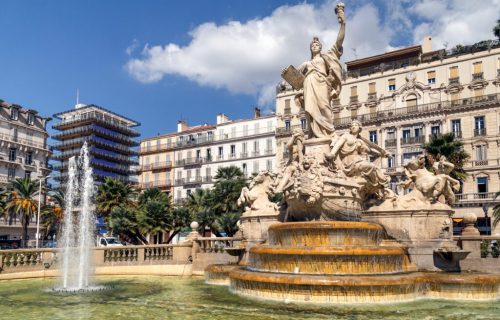 Grand,Fountain,On,The,Main,Square,In,Toulon,,France.